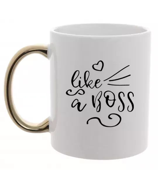 Чашка з кольоровою ручкою Like a boss kid Золото фото