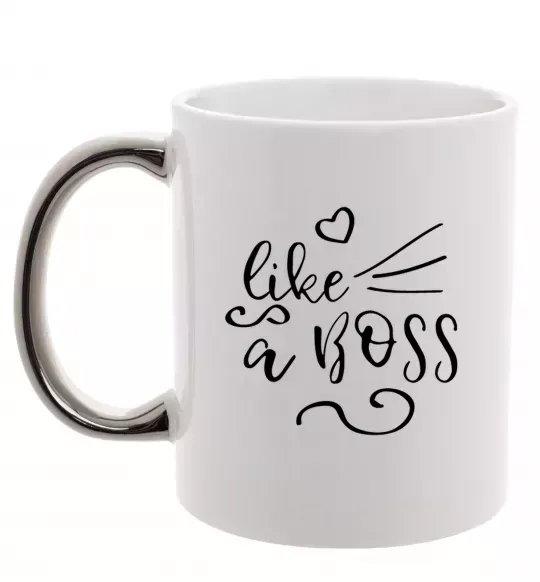 Чашка з кольоровою ручкою Like a boss kid Срібло фото