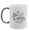 Чашка з кольоровою ручкою Like a boss kid Срібло фото