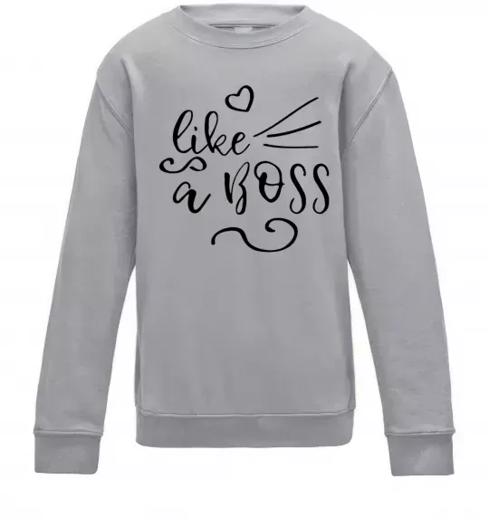 Детский Свитшот Like a boss kid Серый меланж фото