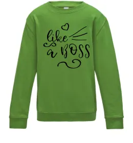 Детский Свитшот Like a boss kid Лаймовый фото