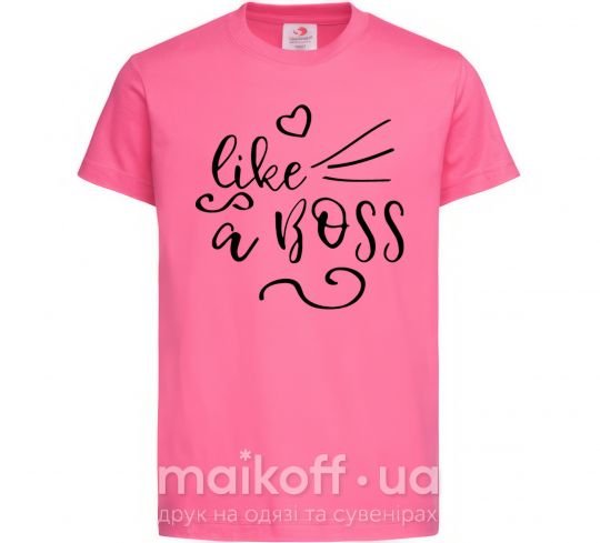 Дитяча футболка Like a boss kid Яскраво-рожевий фото