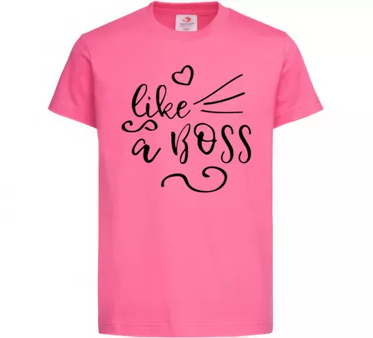Дитяча футболка Like a boss kid Яскраво-рожевий фото