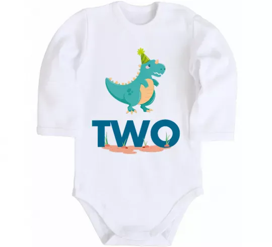 Детский боди Two dino Белый фото