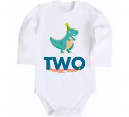Детский боди Two dino Белый фото