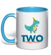Чашка з кольоровою ручкою Two dino Блакитний Чашка з кольоровою ручкою Two dino Блакитний фото
