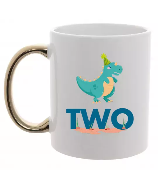 Чашка з кольоровою ручкою Two dino Золото фото