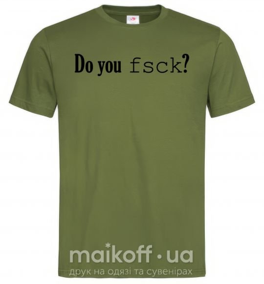 Чоловіча футболка Do you fsck? Оливковий фото