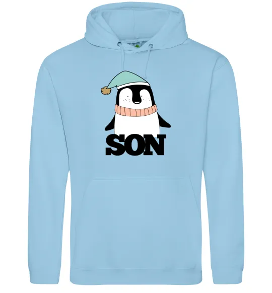 Мужская толстовка (худи) Winter family son Голубой фото