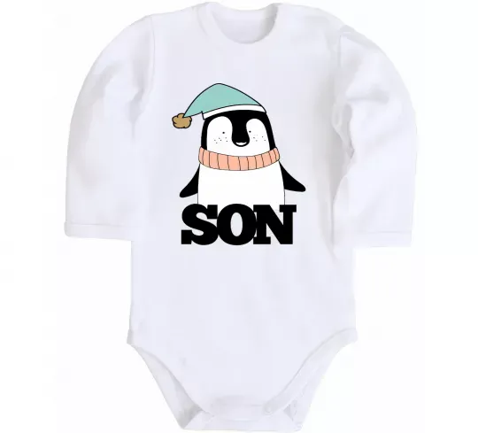 Дитячий бодік Winter family son Білий фото