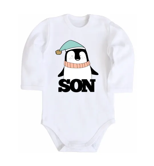 Детский боди Winter family son Белый фото