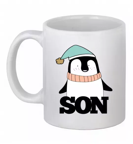 Чашка керамічна Winter family son Білий фото