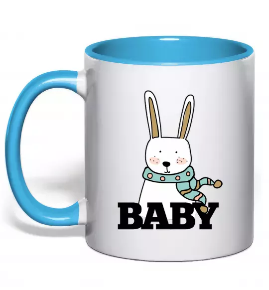 Чашка с цветной ручкой Winter family baby Голубой фото