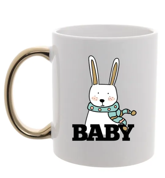 Чашка с цветной ручкой Winter family baby Золото фото