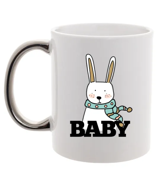 Чашка с цветной ручкой Winter family baby Серебро фото