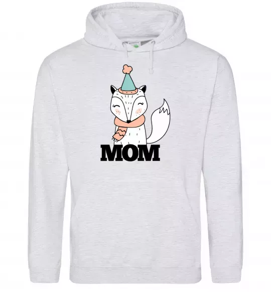 Женская толстовка (худи) Winter family mom Серый меланж фото