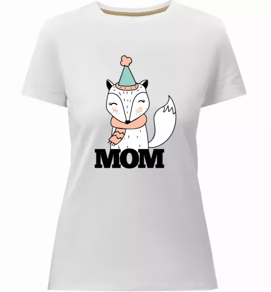 Жіноча преміум футболка Winter family mom Білий фото