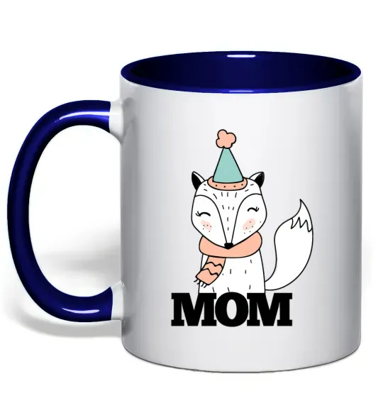 Чашка з кольоровою ручкою Winter family mom Глибокий темно-синій фото