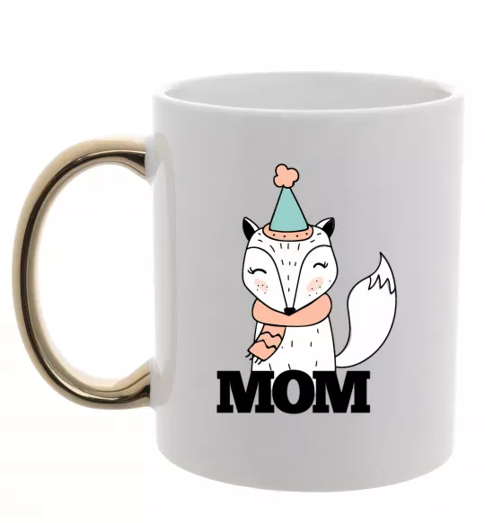 Чашка з кольоровою ручкою Winter family mom Золото фото