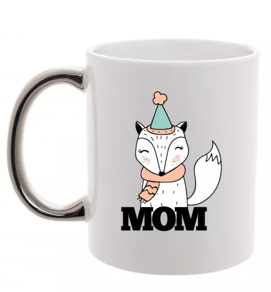 Чашка з кольоровою ручкою Winter family mom Срібло фото