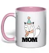 Чашка з кольоровою ручкою Winter family mom Ніжно рожевий фото