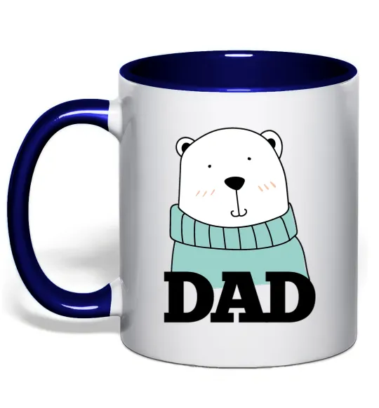 Чашка з кольоровою ручкою Winter family dad Глибокий темно-синій фото