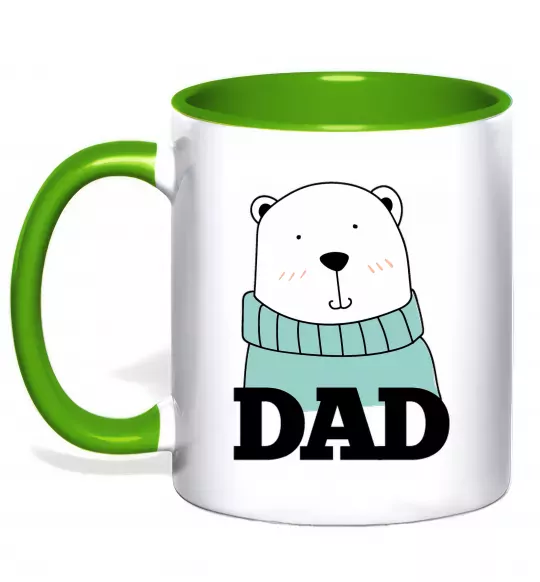 Чашка з кольоровою ручкою Winter family dad Зелений фото