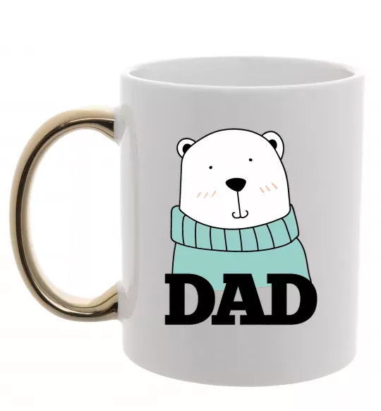 Чашка з кольоровою ручкою Winter family dad Золото фото