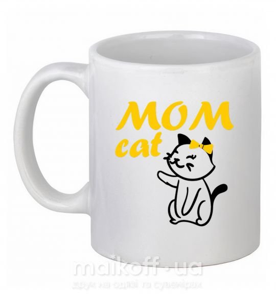 Чашка керамическая Mom cat Белый фото