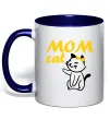 Чашка с цветной ручкой Mom cat Глубокий темно-синий Чашка с цветной ручкой Mom cat Глубокий темно-синий фото