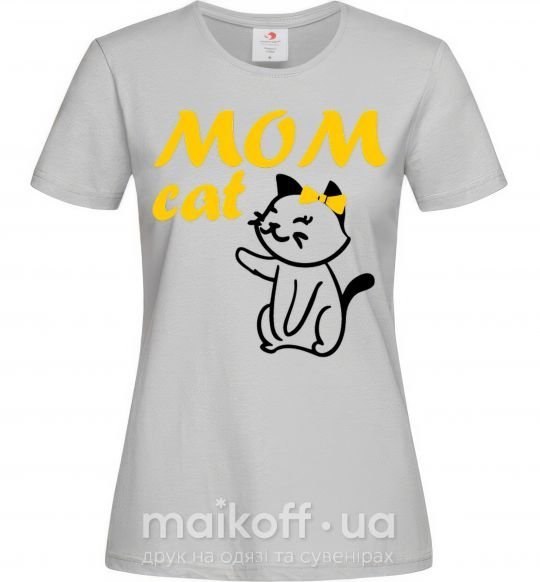 Жіноча футболка Mom cat Сірий фото