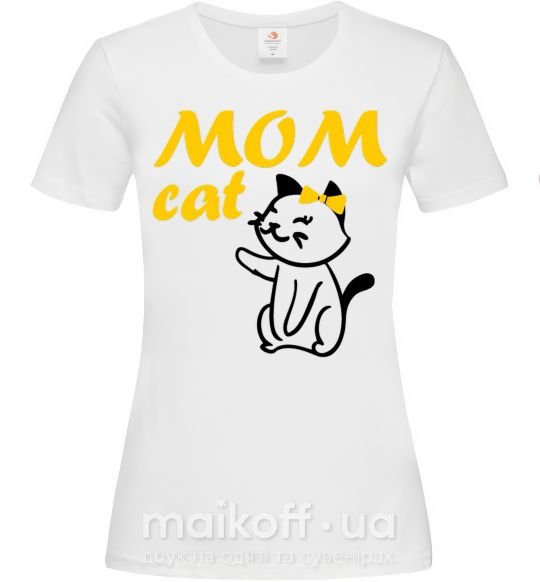 Женская футболка Mom cat Белый фото