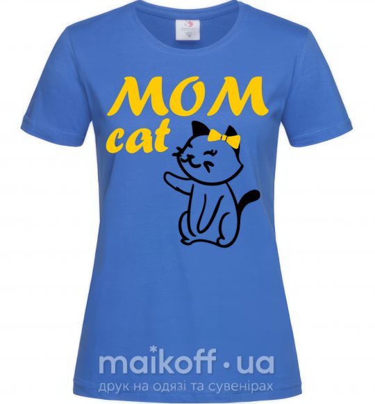 Жіноча футболка Mom cat Яскраво-синій фото