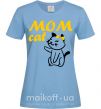 Жіноча футболка Mom cat Блакитний фото