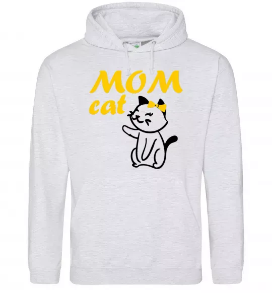 Жіноча толстовка (худі) Mom cat Сірий меланж фото