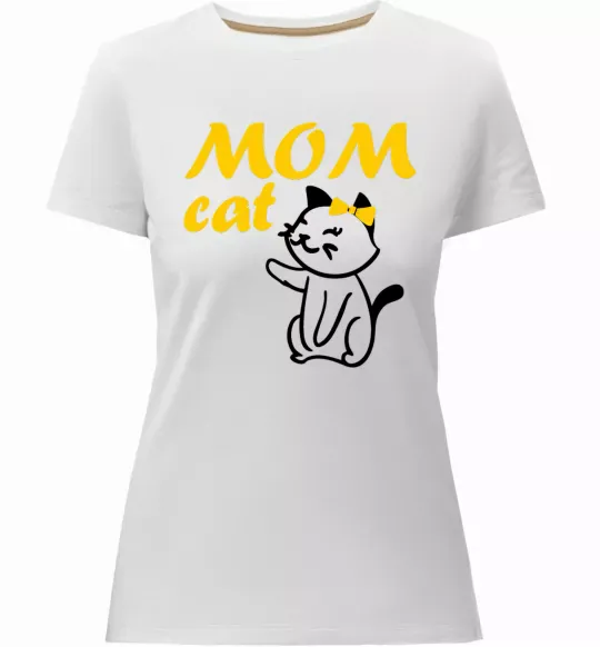 Жіноча преміум футболка Mom cat Білий фото