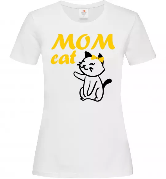 Жіноча футболка Mom cat Білий фото