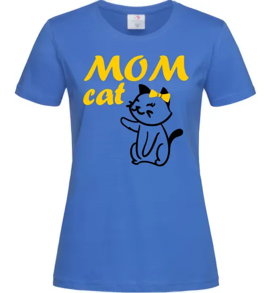 Жіноча футболка Mom cat Яскраво-синій фото