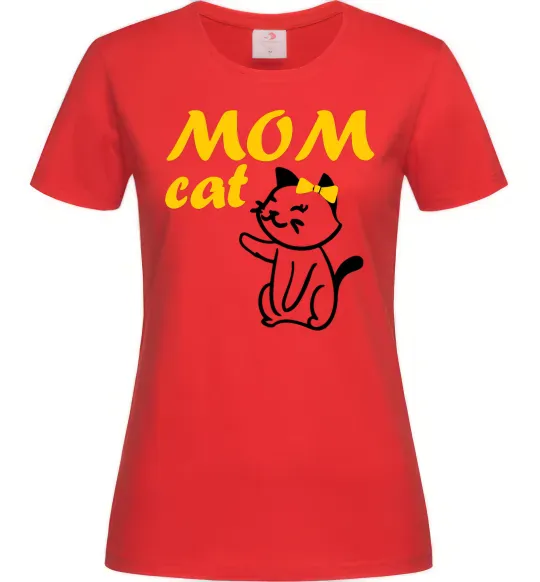 Жіноча футболка Mom cat Червоний фото