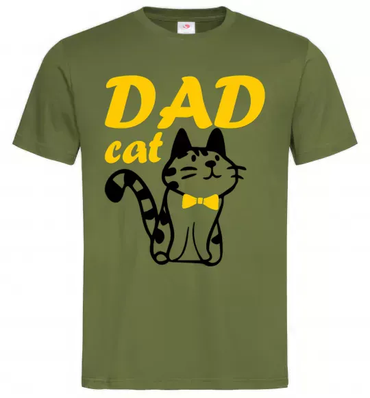 Чоловіча футболка Dad cat Оливковий фото