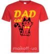 Мужская футболка Dad cat Красный фото