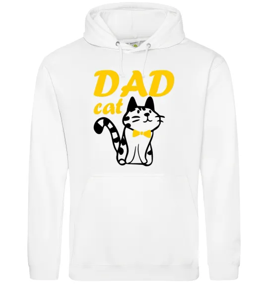 Мужская толстовка (худи) Dad cat Белый фото