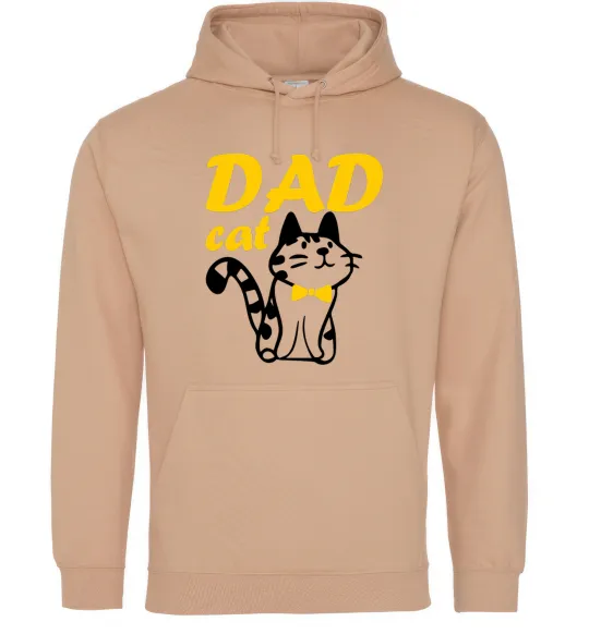 Мужская толстовка (худи) Dad cat Песочный фото