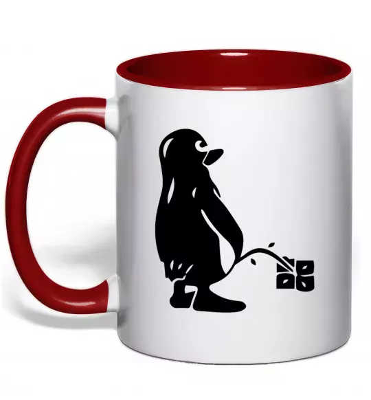 Чашка з кольоровою ручкою Linux Червоний фото