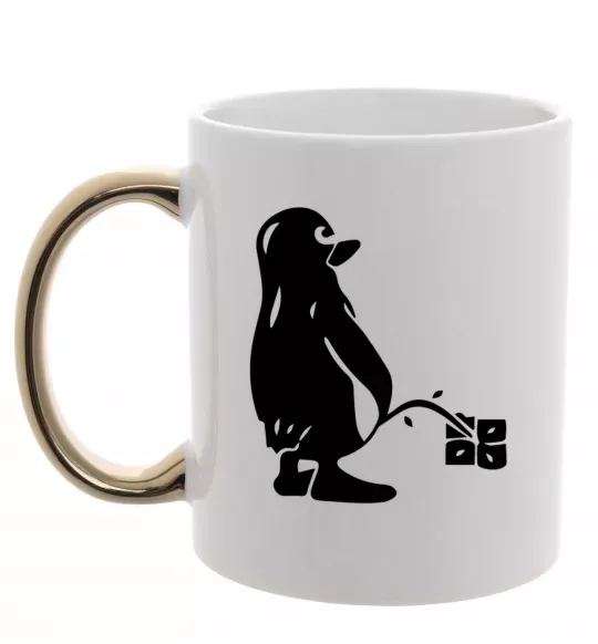 Чашка з кольоровою ручкою Linux Золото фото