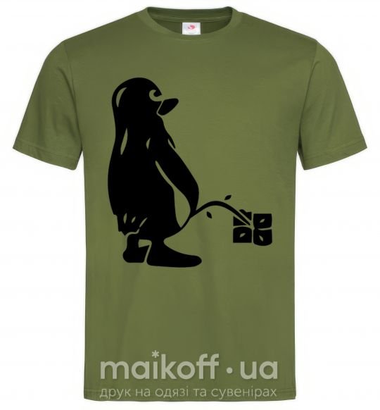 Мужская футболка Linux Оливковый фото
