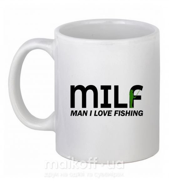 Чашка керамическая Man i love fishing Белый фото