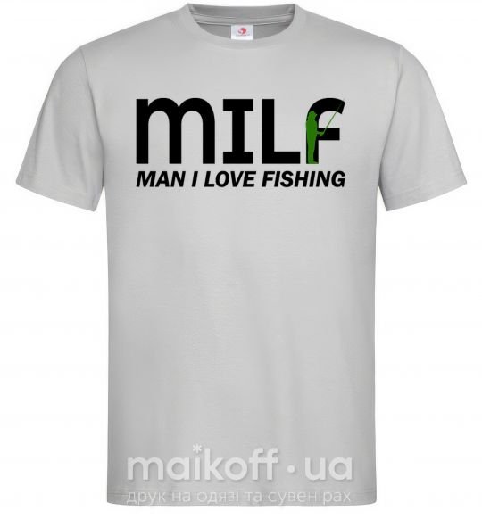 Мужская футболка Man i love fishing Серый фото