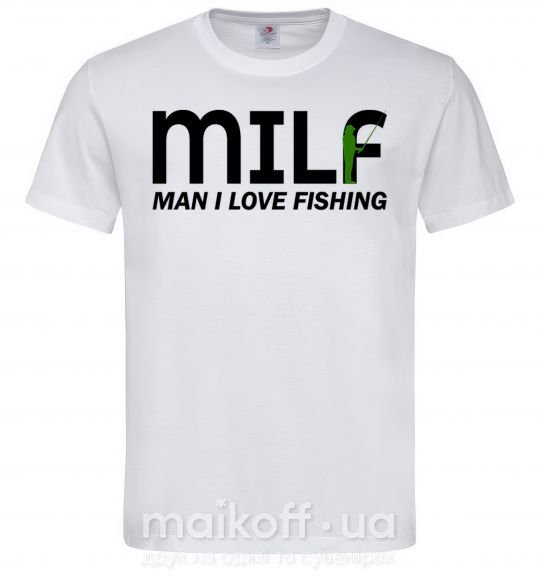 Мужская футболка Man i love fishing Белый фото