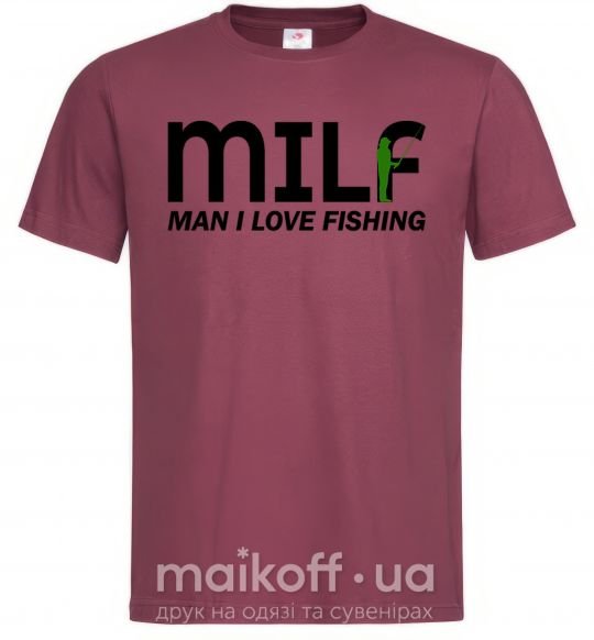 Мужская футболка Man i love fishing Бордовый фото